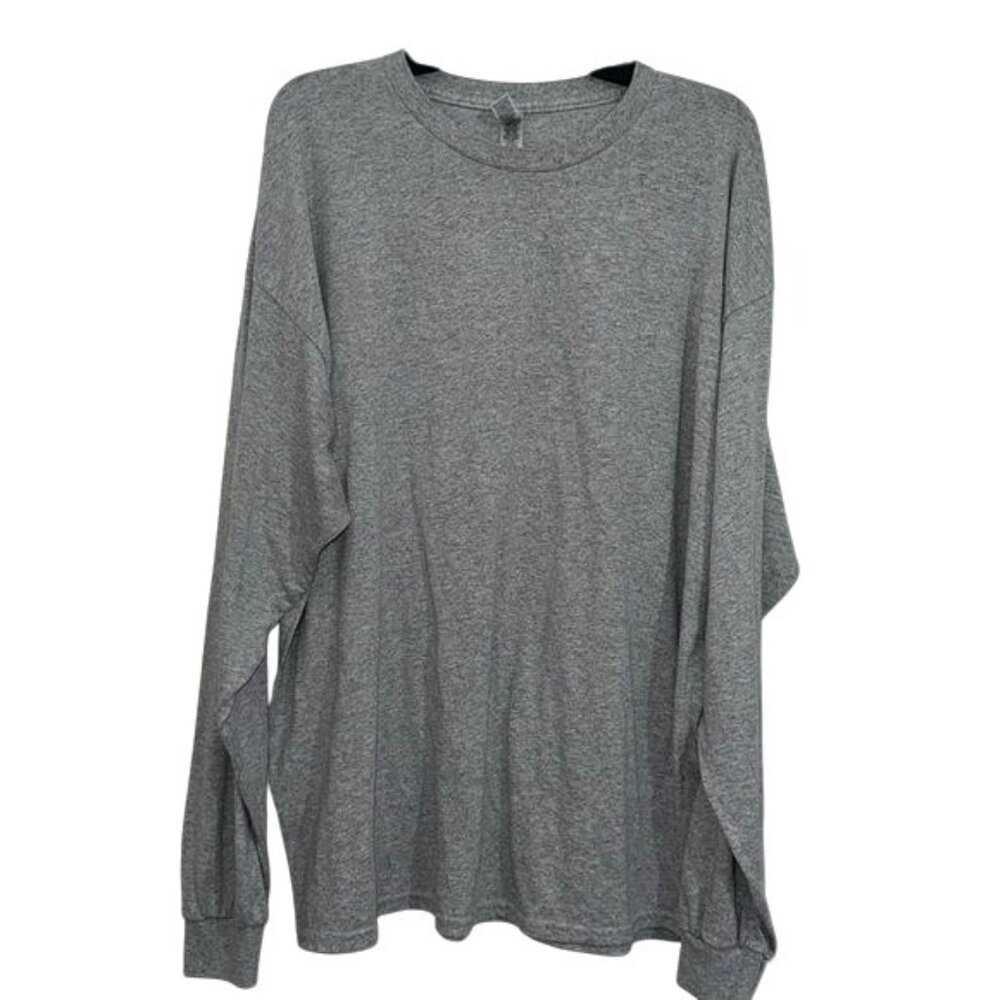 Gildan Mens Grey Long Sleeve T-Shirt 2XL Cotton/Polyester Blend